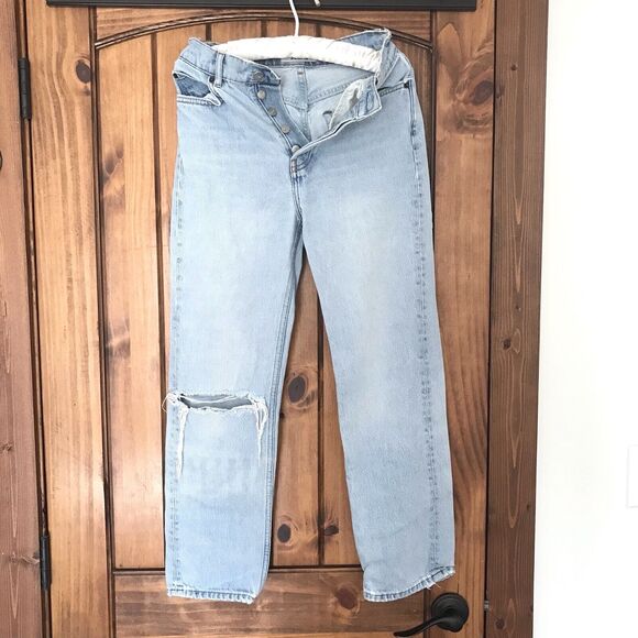 REFORMATION Womens Crop High Rise Tahoe Destroyed Distressed Jeans Blue Sz 24 - Picture 2 of 12